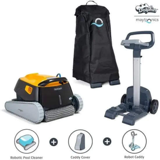 Dolphin Triton PS w/ Powerstream Inground Robotic Pool Cleaner Upgraded Swivel with Caddy & Cover image {2}