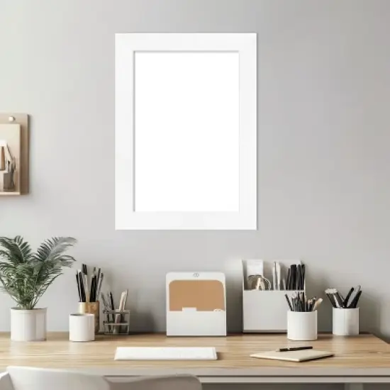 Amanti Art Cabinet White Narrow Framed Dry Erase Magnetic Board image {5}