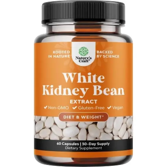White Kidney Bean Extract Capsules, Supplement for Weight Loss & Reduce Calories, Glucose Support & Carb Control Supplements, Nature's Craft, 60ct image {8}