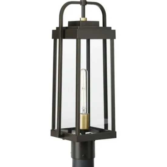 Progress Lighting, Walcott Collection, 1-Light Outdoor Post Lantern, Antique Bronze, Clear Glass Panels image {3}