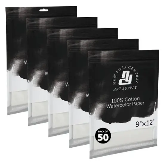 New York Central Watercolor Paper Sheets Pack of 10 - Professional Grade, Acid-Free, Archival, Superior Surface Stability for Artists, Students - For image {10}