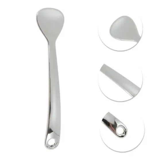 Unique Bargains Hangable Teardrop Shape Mini Makeup Cosmetic Spoon Silver Tone 2 Pcs image {2}