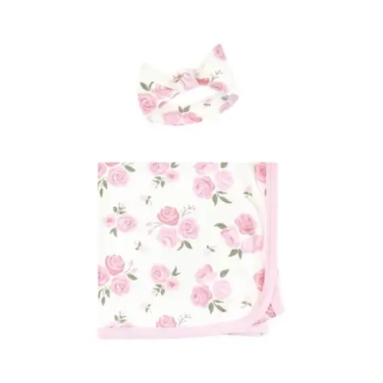 Hudson Baby Infant Girl Gown, Swaddle Blanket and Cap or Headband, Mom Floral, 0-6 Months image {2}