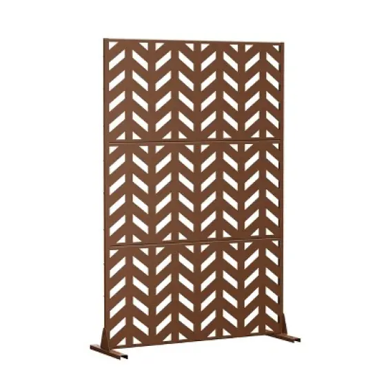PexFix 72 in. H x 47 in. W Outdoor Metal Privacy Screen Garden Fence Arrow Pattern Wall Applique in Brown image {2}