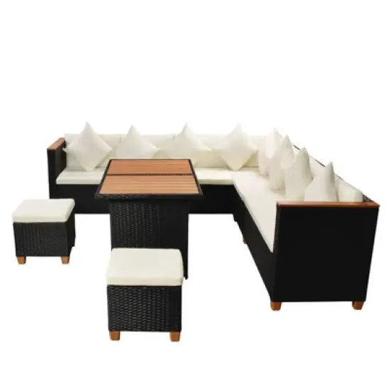 vidaXL Patio Furniture Set Set of 7 Black and Cream image {3}