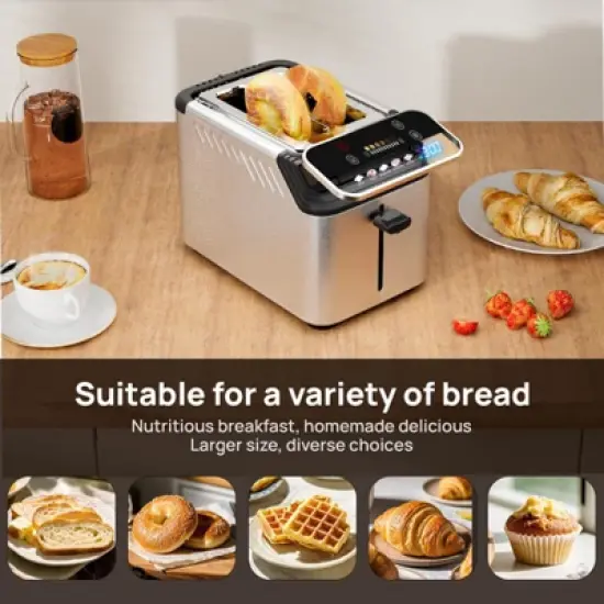 Whall New 2-slice toaster, Smarter Screen And Easier Operation, Full Stainless Steel,5 Basic Functions,Suitable For Different Bread Household Electric image {4}