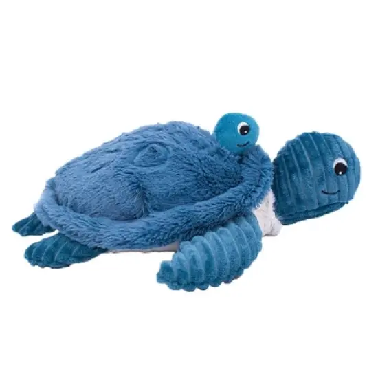 TriAction Toys Les Deglingos Ptipotos Savenou Mama & Baby Turtle Plush | Blue image {1}