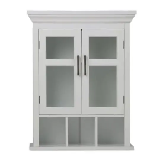 Hayes Two Door Wall Bath Cabinet with Cubbies White - WyndenHall image {2}