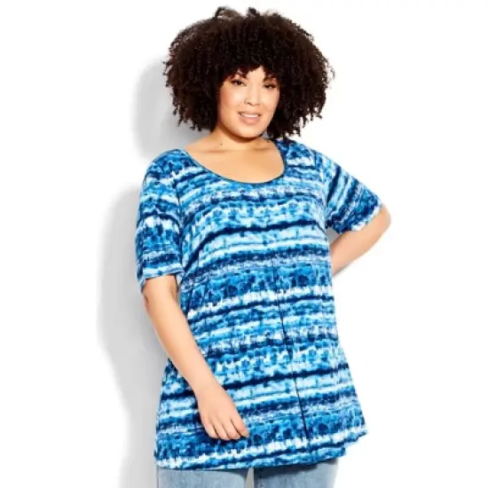 Women's Plus Size Liv Pleat Front Tunic  - Ocean Tie Dye | AVENUE image {6}