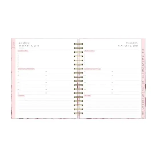 Rachel Parcell 2024 Planner 7.8"x9.13" Daily/Monthly Laminated Wirebound Peony image {4}