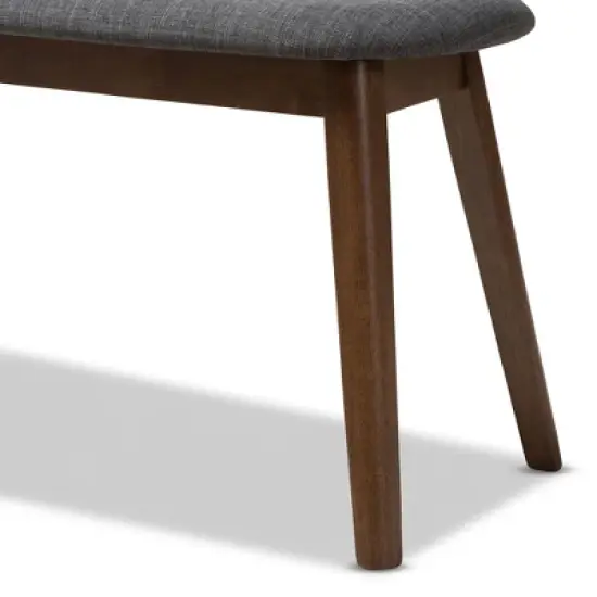 Baxton Studio Easton Mid Century Modern Walnut Finished Wood Fabric Upholstered Bench image {3}