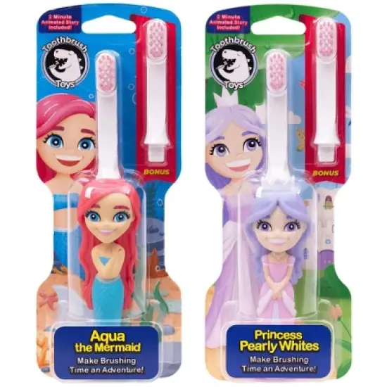 Toothbrush Toys Aqua the Mermaid & Princess Pearly Whites Multipack, Extra Soft Bristles with Easy Grip for Small Hands, Makes Brushing an Adventure image {4}