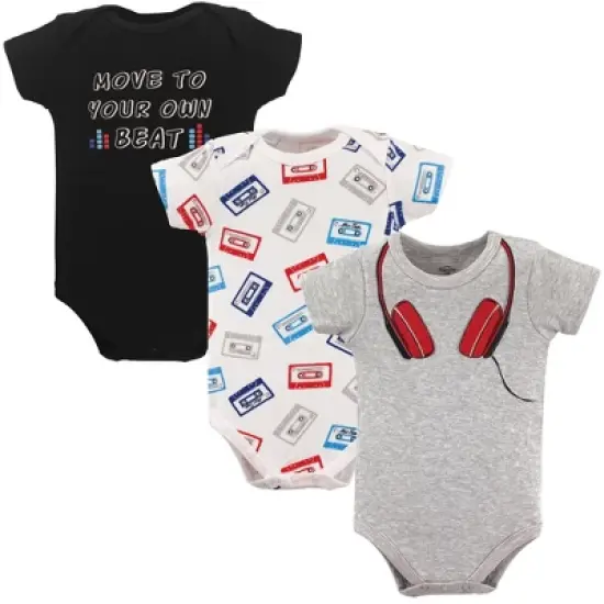 Little Treasure Baby Boy Cotton Bodysuits 3pk, Headphones image {3}