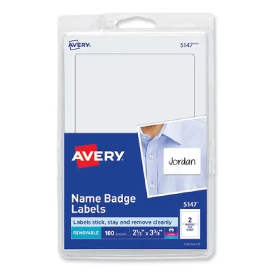 Avery Printable Adhesive Name Badges, 3.38 x 2.33, White, 100/Pack image {7}