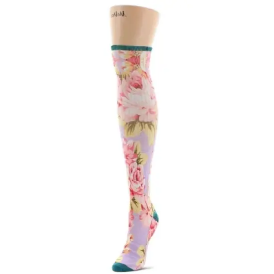 Memoi Painted Florals Knee High Socks Pastel One Size image {2}