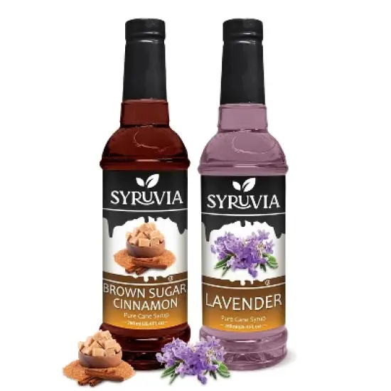 Syruvia Coffee Flavors Variety Pack: Brown Sugar Cinnamon & Lavender 25.4 fl oz Syrup image {7}