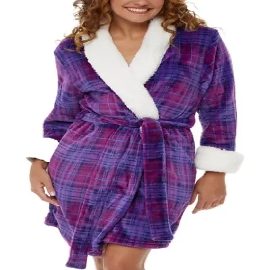 Women's Classic Plush Robe, Short Fleece Bathrobe Prints image {14}