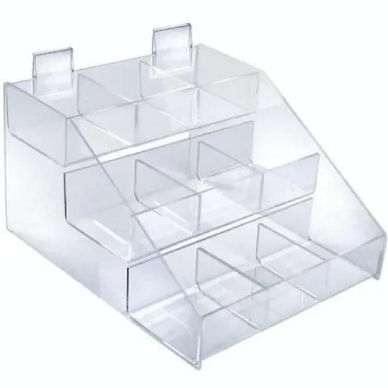 Azar Displays Three-Tier Shelf, 9 Compartment Counter Step Display, 12" wide image {6}