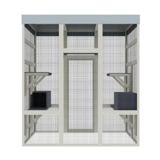 62.6" Gray Wooden Outdoor Catio, Pet Enclosure with Waterproof Roof and Rust-Proof Wire for Cats and Small Animals &ndash; Cuddlewood image {4}