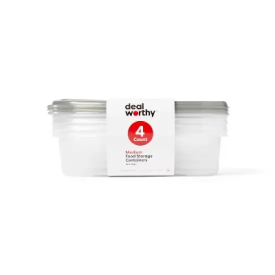 Medium Rectangle Food Storage Containers - 76 fl oz/4ct - Dealworthy&trade; image {3}