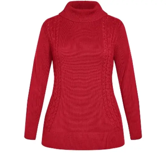 Women's Plus Size Rosie Cable Knit Sweater - ruby port | AVENUE image {5}