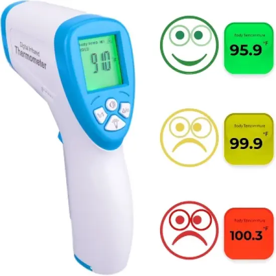 SereneLife Infrared Digital Thermometer - Touchless, LCD Display, Fever Alarm, Memory Recall (SLTM20) image {7}