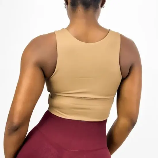 Anna-Kaci Active Women's High Neck Seamless Crop Tank Top with Wide Straps and Stretch Compression Fit image {1}