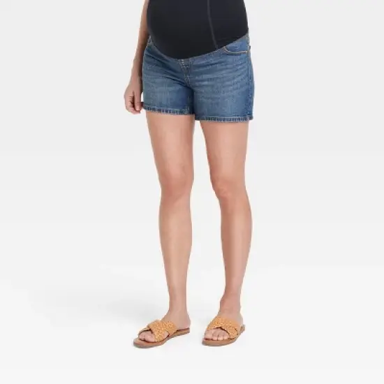 Over Belly Maternity Jean Shorts - Isabel Maternity by Ingrid & Isabel&trade; image {2}