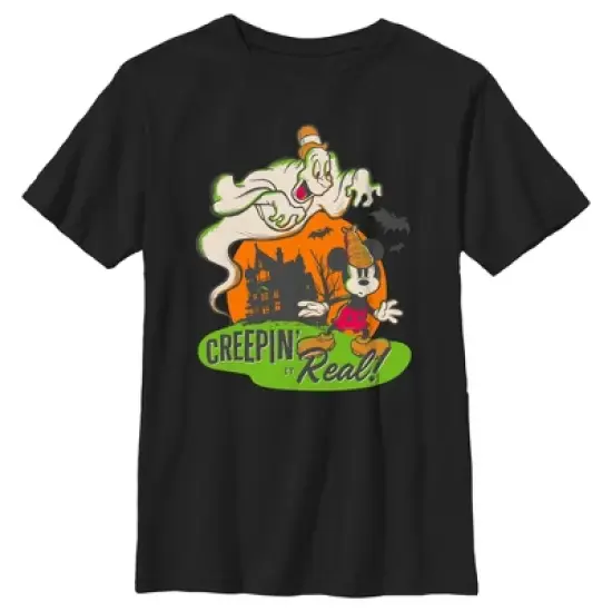 Boy's Mickey & Friends Halloween Retro Mickey Mouse Creepin' it Real T-Shirt image {4}