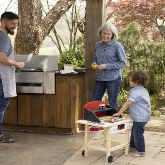 HearthSong Junior Grill Master's Pretend Play Wooden BBQ Grill Set with Accessories image {3}