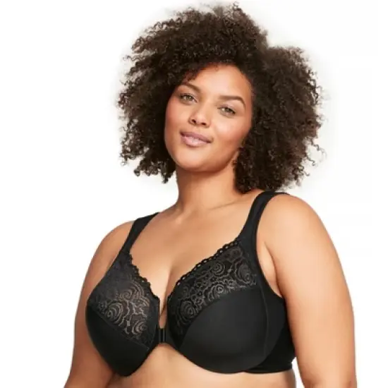 Glamorise Womens WonderWire Front-Closure Underwire Bra 1245 Black image {5}