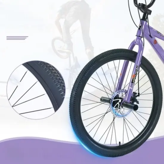 DSVIMOY Bicycles, Kids Bike with Double Disc Brakes, Children's Bicycle for Boys Girls Age 12+ Years, Purple, 68.8"*26.77"*47.6" image {2}
