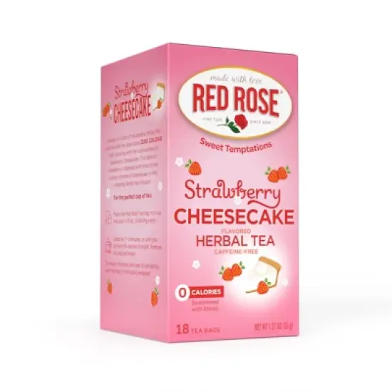 Red Rose Sweet Temptations Dessert Tea Strawberry Cheesecake, Herbal Tea, 18 Count Pack of 6 image {1}