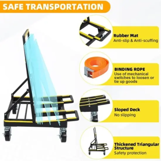 Folding Drywall Cart, Heavy Duty 2200 Lbs Panel Dolly with Extended Deck, Adjustable Casters, Sheetrock Handling Truck image {7}