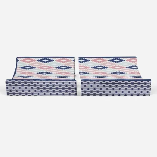 Bacati - Emma Printed Kilim Coral/Mint/Navy Quilted Changing Pad Cover image {6}