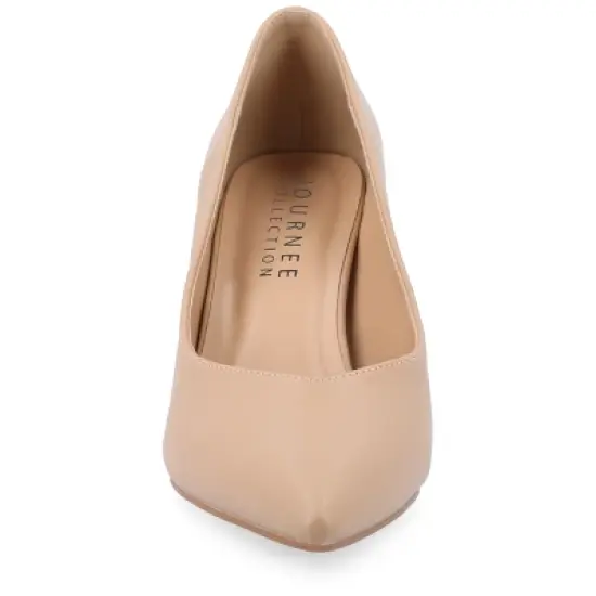 Journee Collection Women's Simonne SuperNatural Shades Block Heel Pointed Toe Pumps image {5}