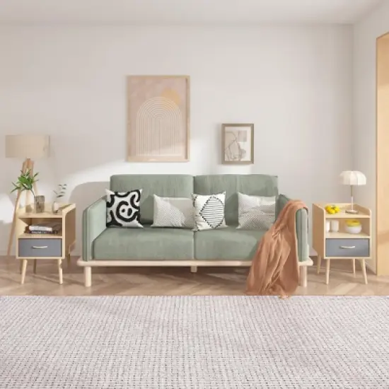 TiramisuBest Modern Night Stand Storage Cabinet with White for Nightstands image {5}