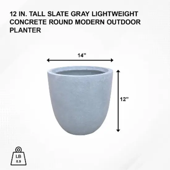 Rosemead Home & Garden, Inc. Concrete Outdoor Planter Pot Gray 14"x14" image {8}