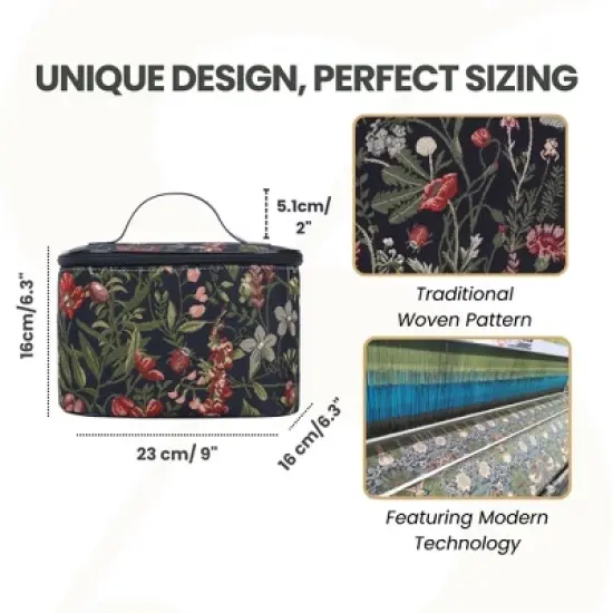 Signare USA Morning Garden Black Floral Toiletry Vanity Bag image {1}