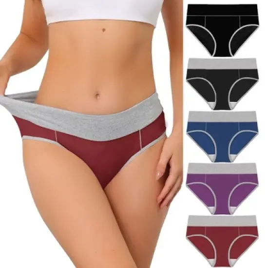 Agnes Orinda Women's 5 Packs High Rise Brief Stretchy Underwear image {9}