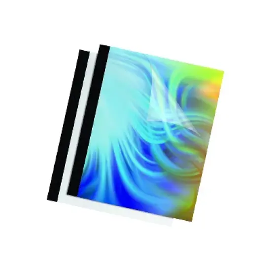 Fellowes Thermal Binding System Covers 60-Sheet Cap 11 x 8 1/2 Clear/Black 10/Pack 5222801 image {3}