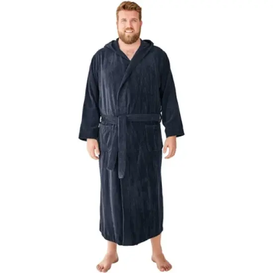 KingSize Men's Big & Tall Terry Velour Hooded Maxi Robe image {4}