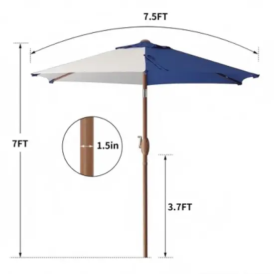 Ainfox 7.5ft Patio Umbrella Summer Style image {4}