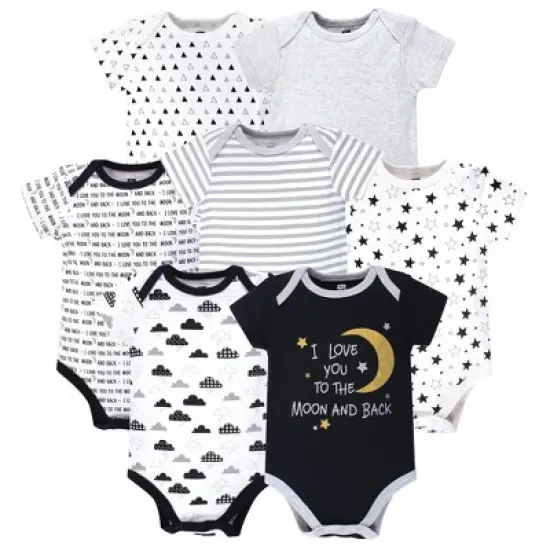 Hudson Baby Cotton Bodysuits 7pk, Moon And Back image {8}