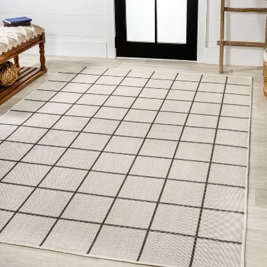 Grid Modern Squares Indoor/Outdoor Area Rug - JONATHAN Y image {6}