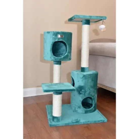 Armarkat Real Wood Cat Tree Condo House With 2 Private Condos 43" Green A4301 image {2}
