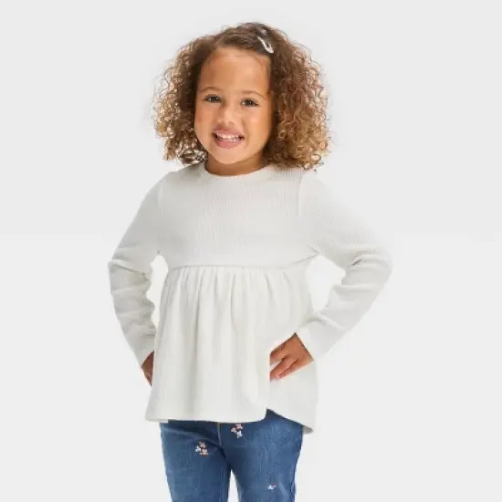 Toddler Girls' Ribbed Shirt - Cat & Jack&trade; Cream image {3}
