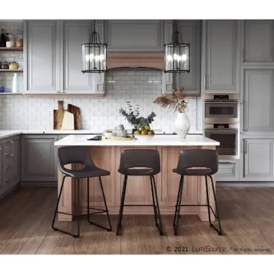 Set of 2 Robbi Steel/Faux Leather Counter Height Barstools - LumiSource image {8}