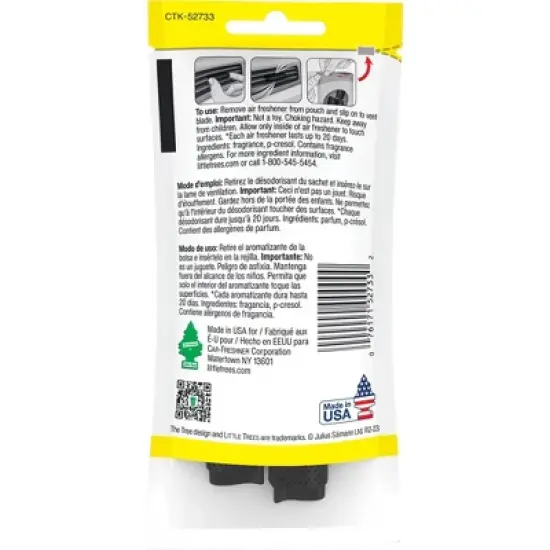 Little Trees 4pk Vent Wrap New Car Scent Air Fresheners: Car Freshener Vent Clip, Disposable, Black, 2 Weeks Duration image {1}