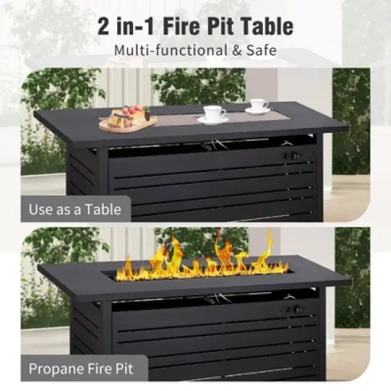 Captiva Designs 4pc Outdoor Wicker Patio Fire Pit Set with Armchairs for Poolside, Backyard image {3}